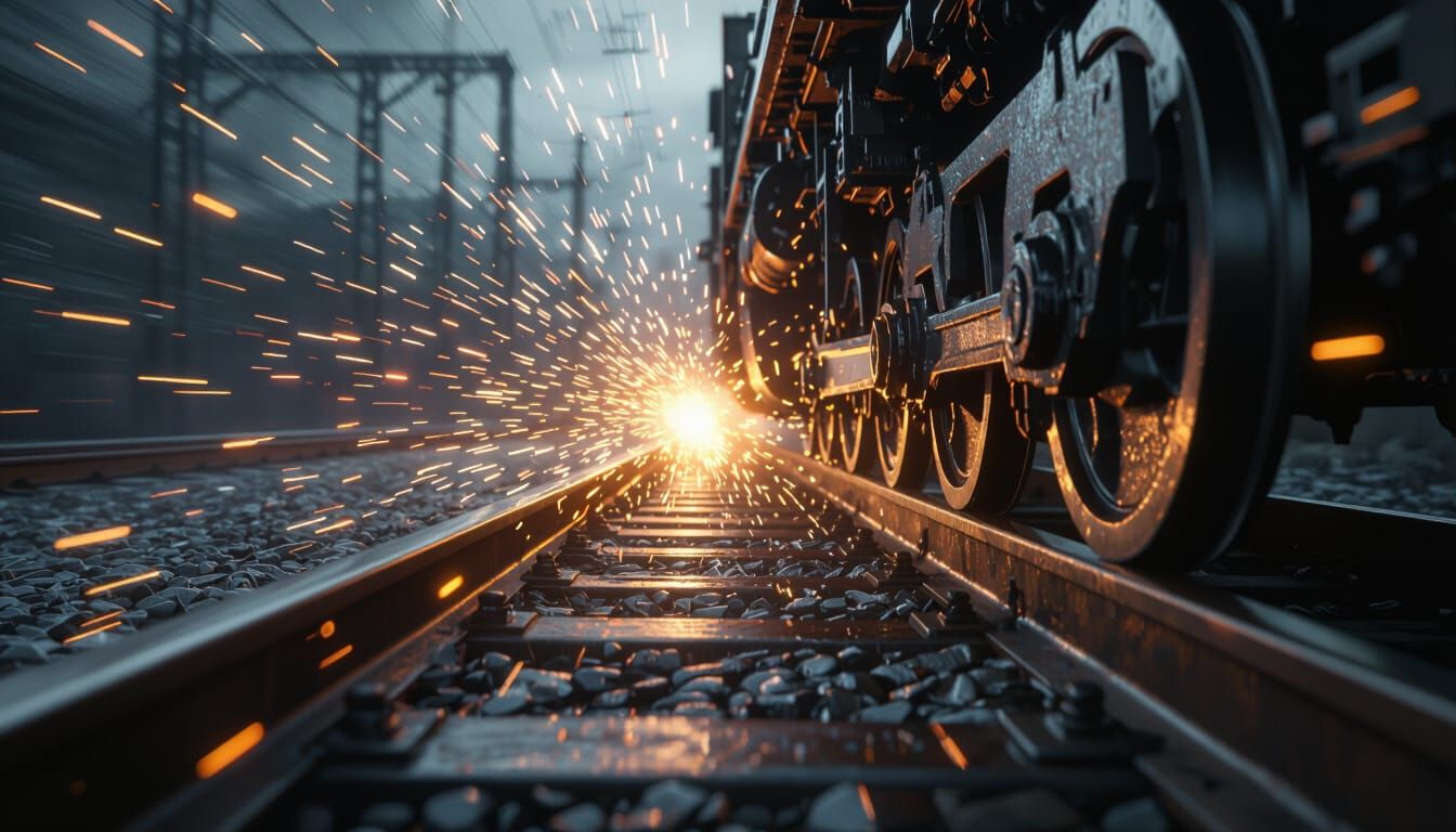 Train Wheels in Motion: Sparks Fly on Ominous Tracks