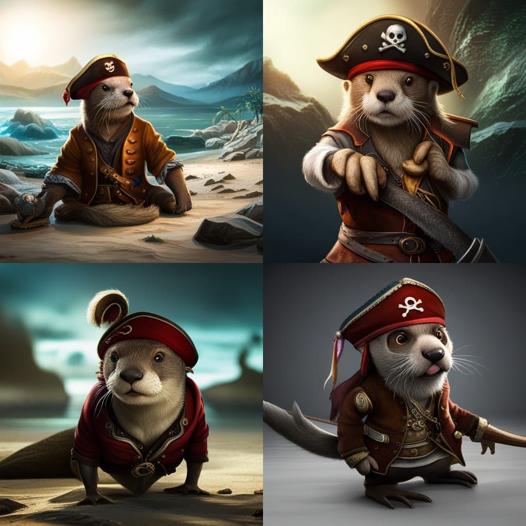 Pirate Otter in Detailed Matte Painting Style