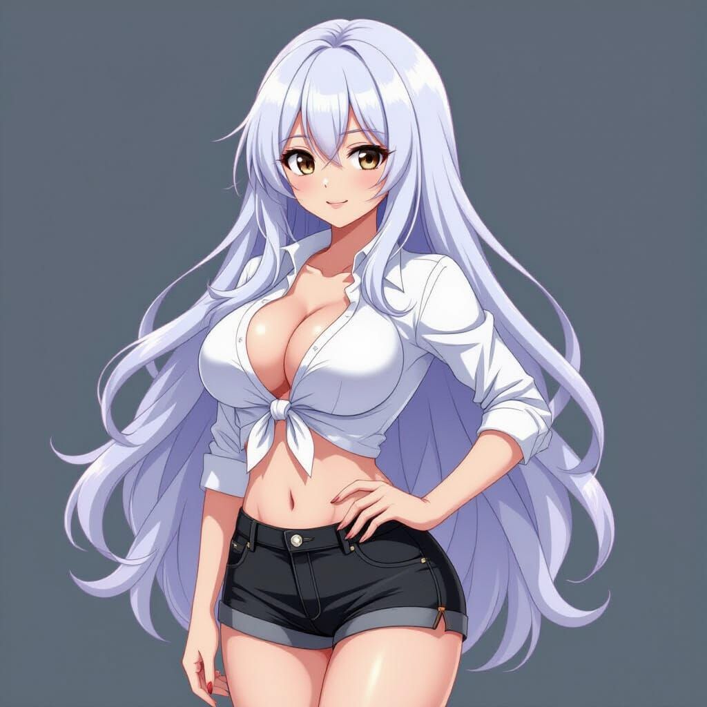 Confident Anime Woman in Vibrant Colors and Dynamic Pose