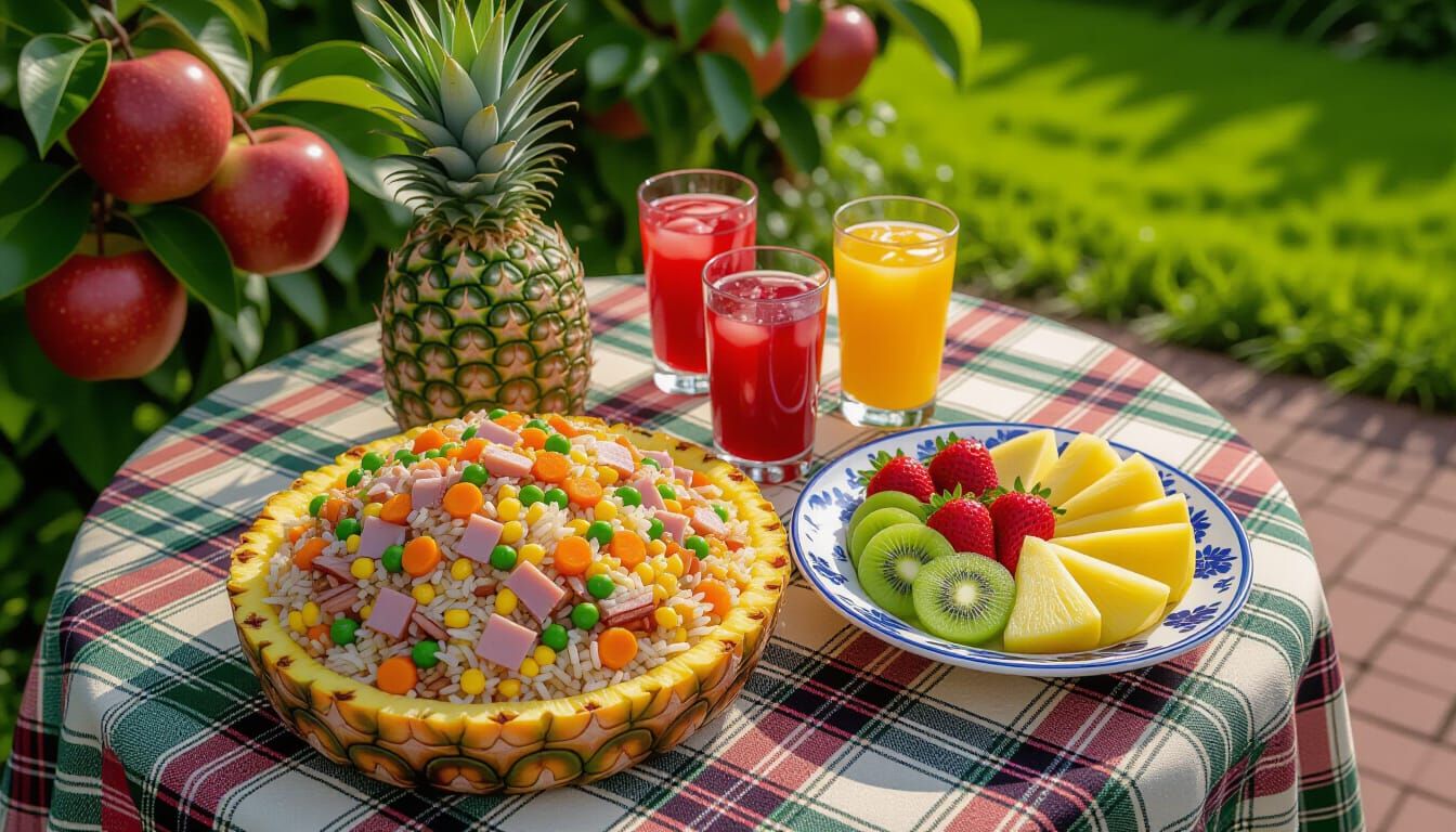 Charming Fried Rice Platter in Pineapple Bowl