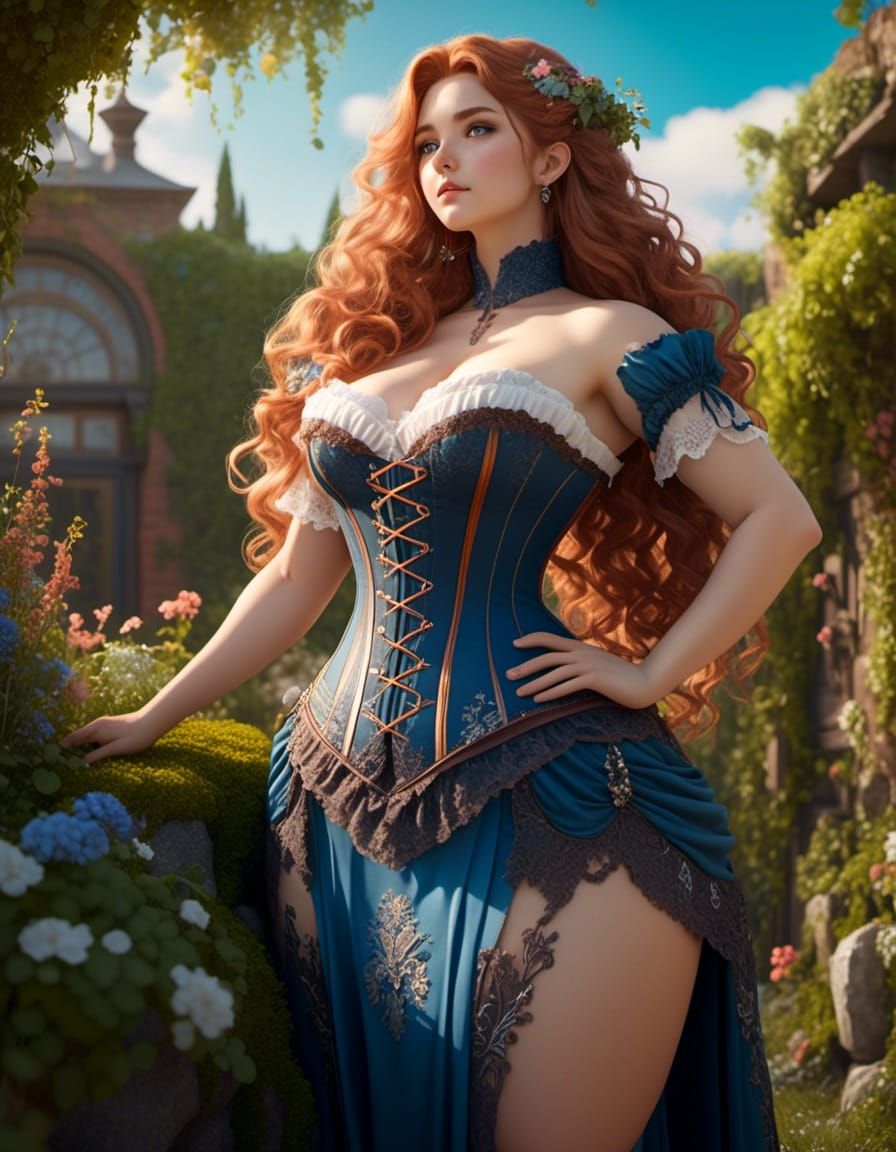 Anime Realism Woman in Garden Portrait