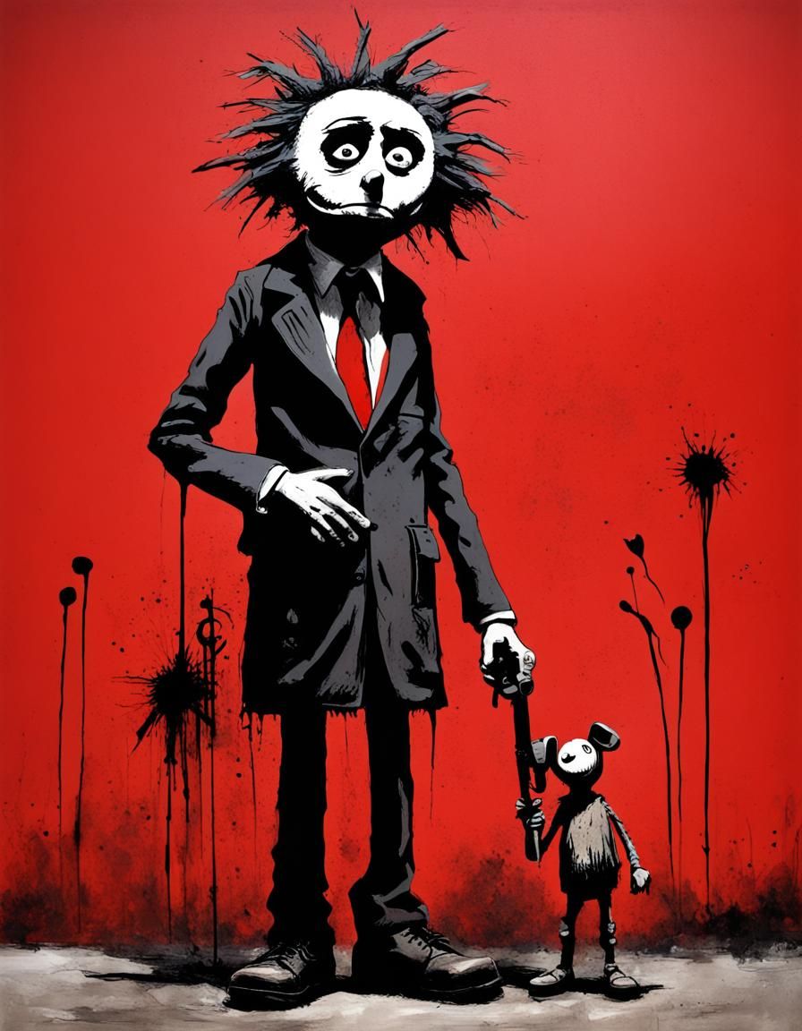 Gritty Anti-War Art in Dark Cartoon Style