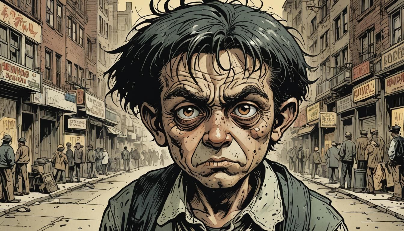 an incredulous street urchin with a face like a smacked arse