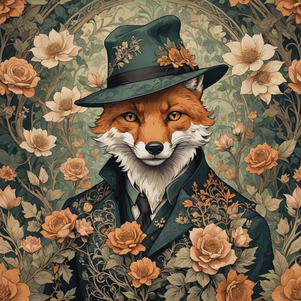 Faded Floral Fresco with Fluid Filigree Design