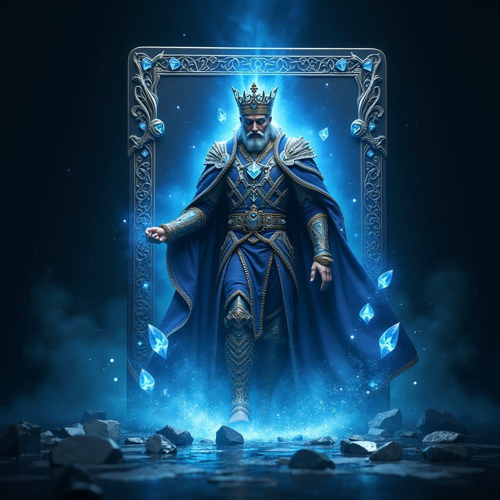 Regal King of Diamonds Emerges from a Majestic Playing Card...