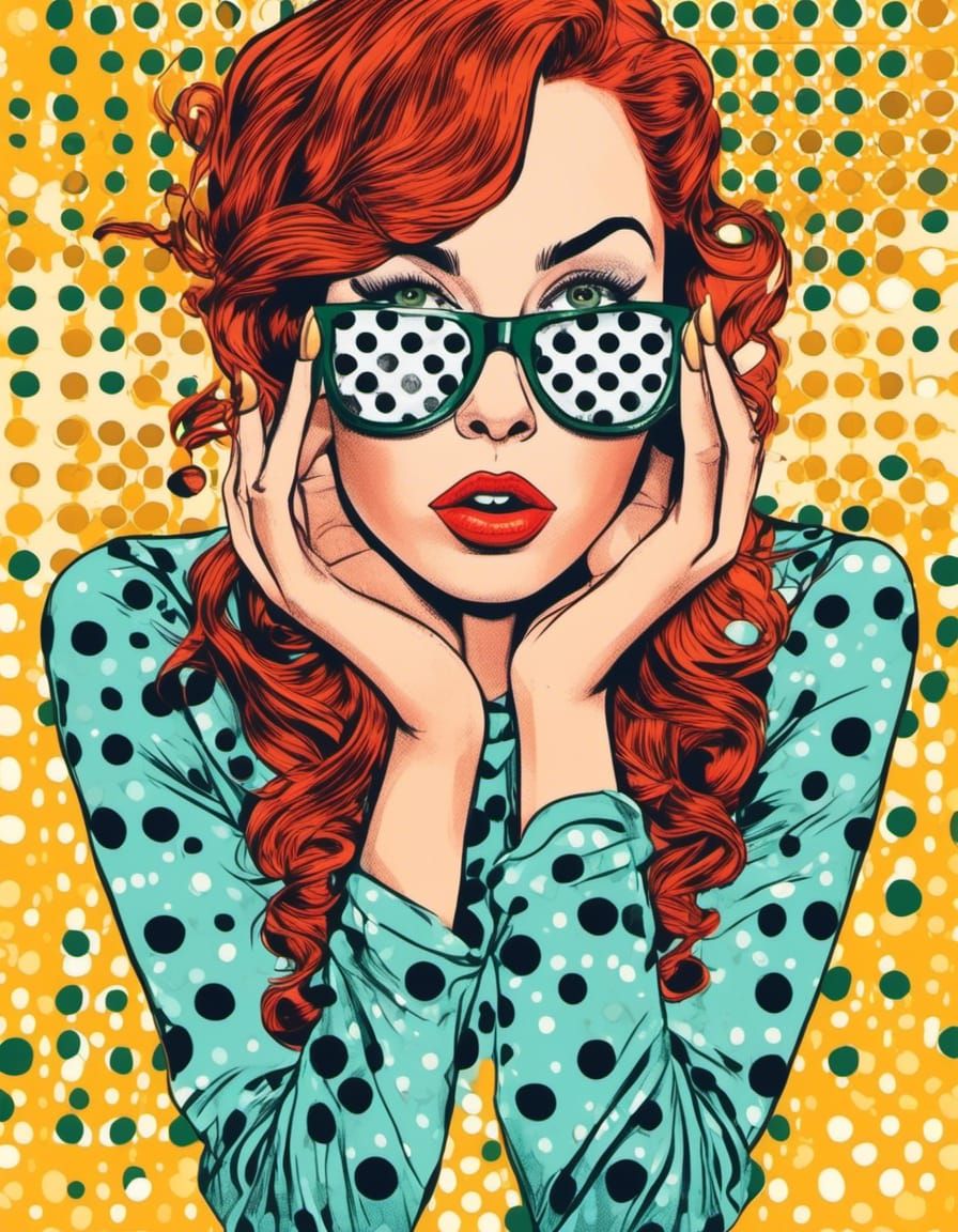 Pop Art Woman Taking Selfie in 1950s Style