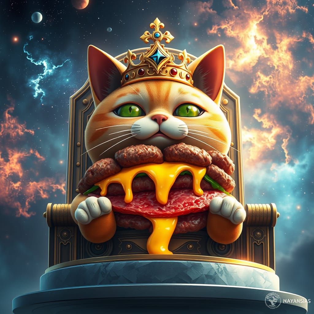 Regal Roast Beef Cat Sandwich in Cosmic Anime Style