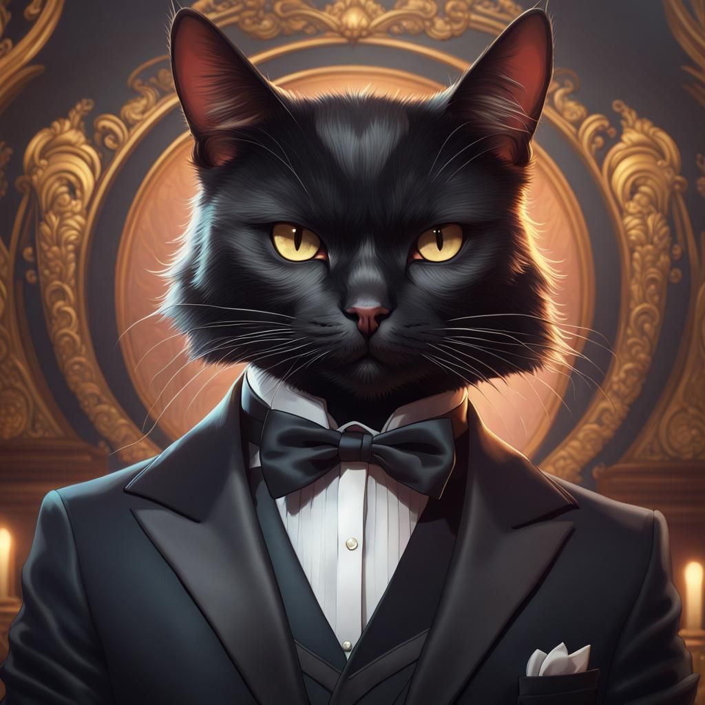 Black Cat Wearing Tuxedo