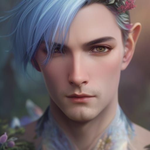 Enchanting Unicorn Boy Portrait with Fairies