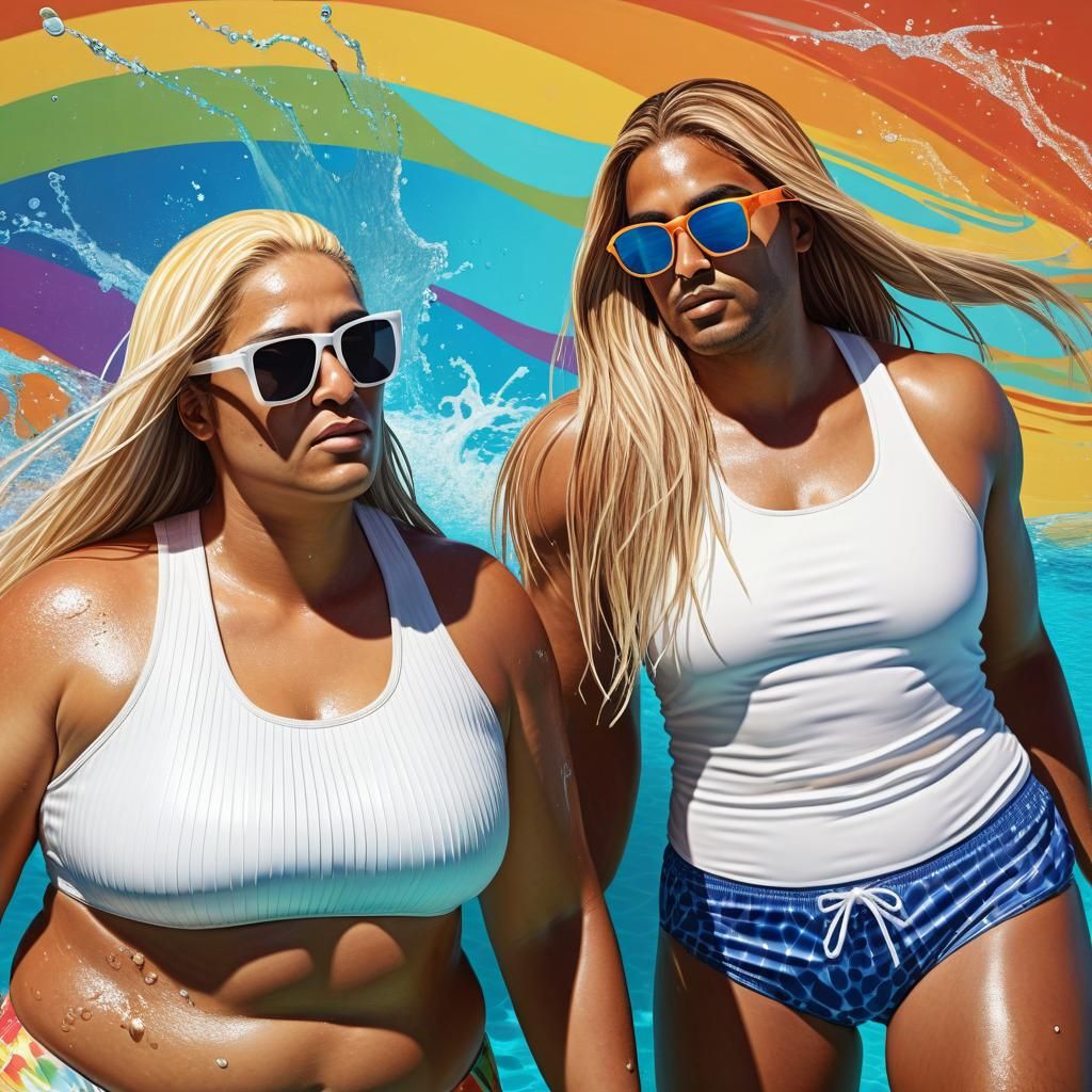 Hyperrealistic Couple in Splash Art Style