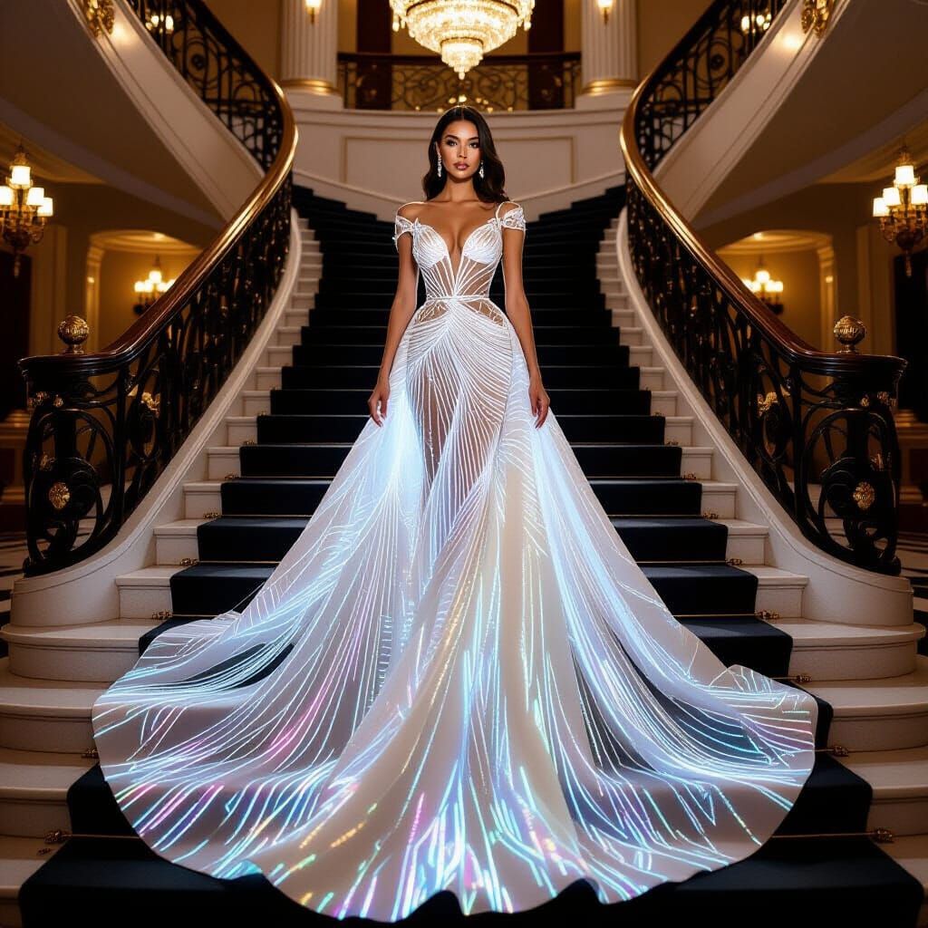 Fiber Optic Gown on Grand Staircase