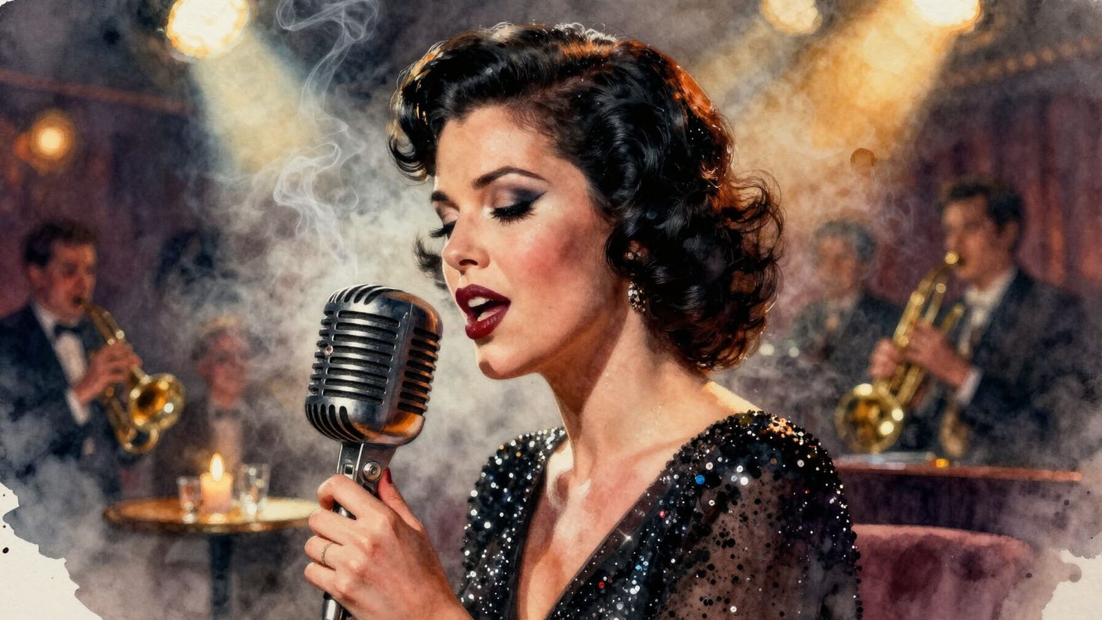 Jazz Singer Portrait in Dreamy Blur Style