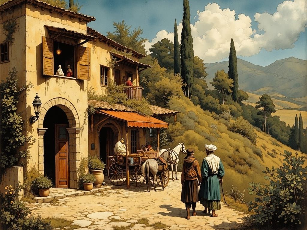 Renaissance Inn in Southern Italy in Golden Light