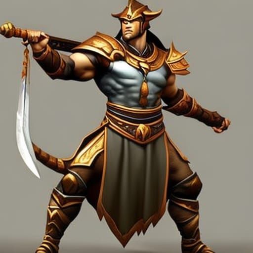 Cow Warrior in Hero Pose, Artistic Realism