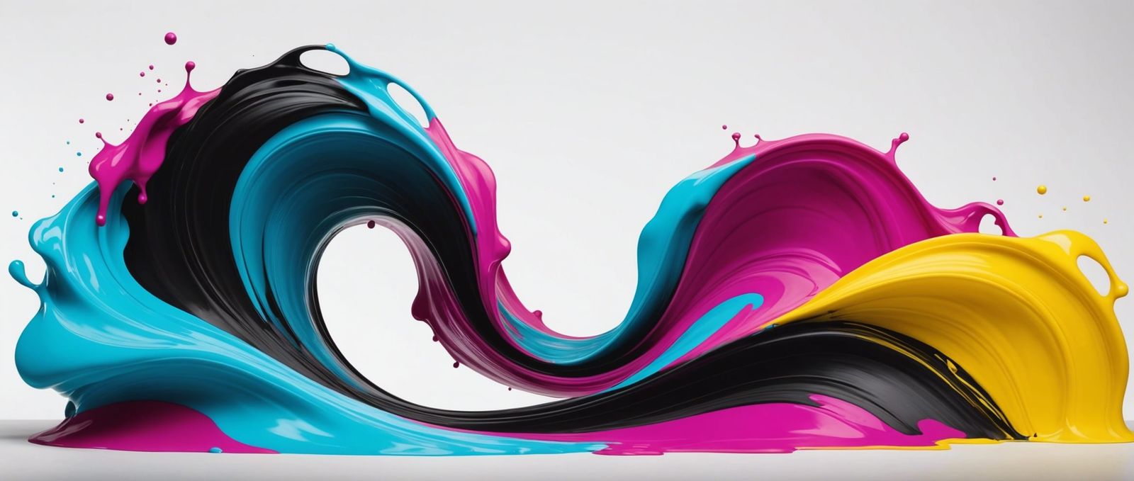 Abstract Flowing Ink Wave on White