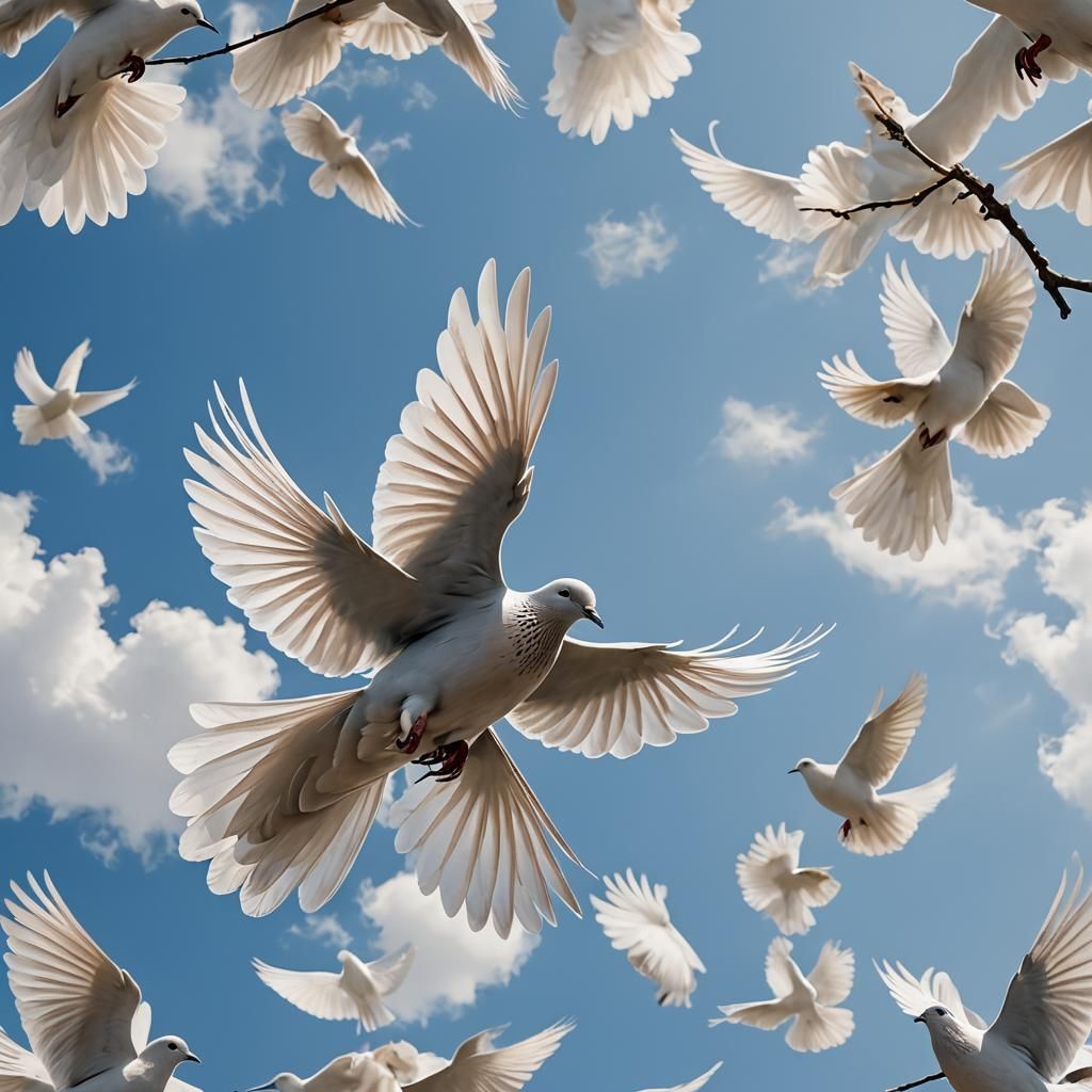 Dove Flying in a Bright Sky: A Serene Image