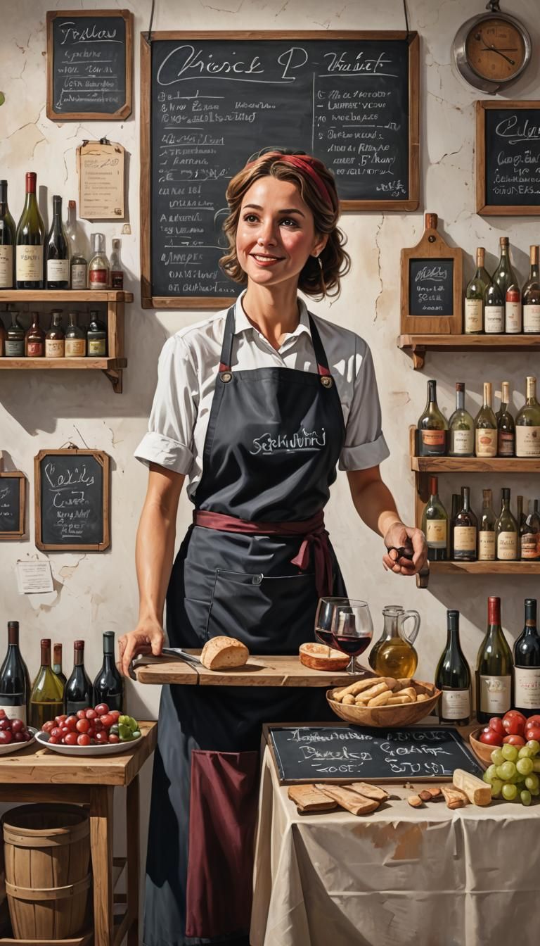 Hyperrealistic Wine Vendor Booth with Chalkboard