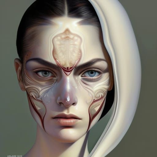 Young Woman with Maori Pattern, Digital Art