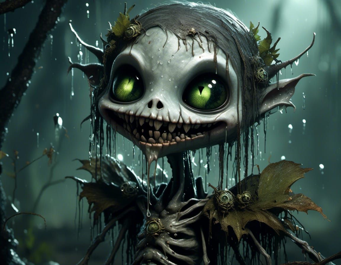 Female Jack Skellington and Swamp Monster Digital Painting