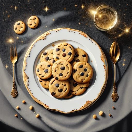 Semi-Realistic Plate Filled with Glittering Cookies