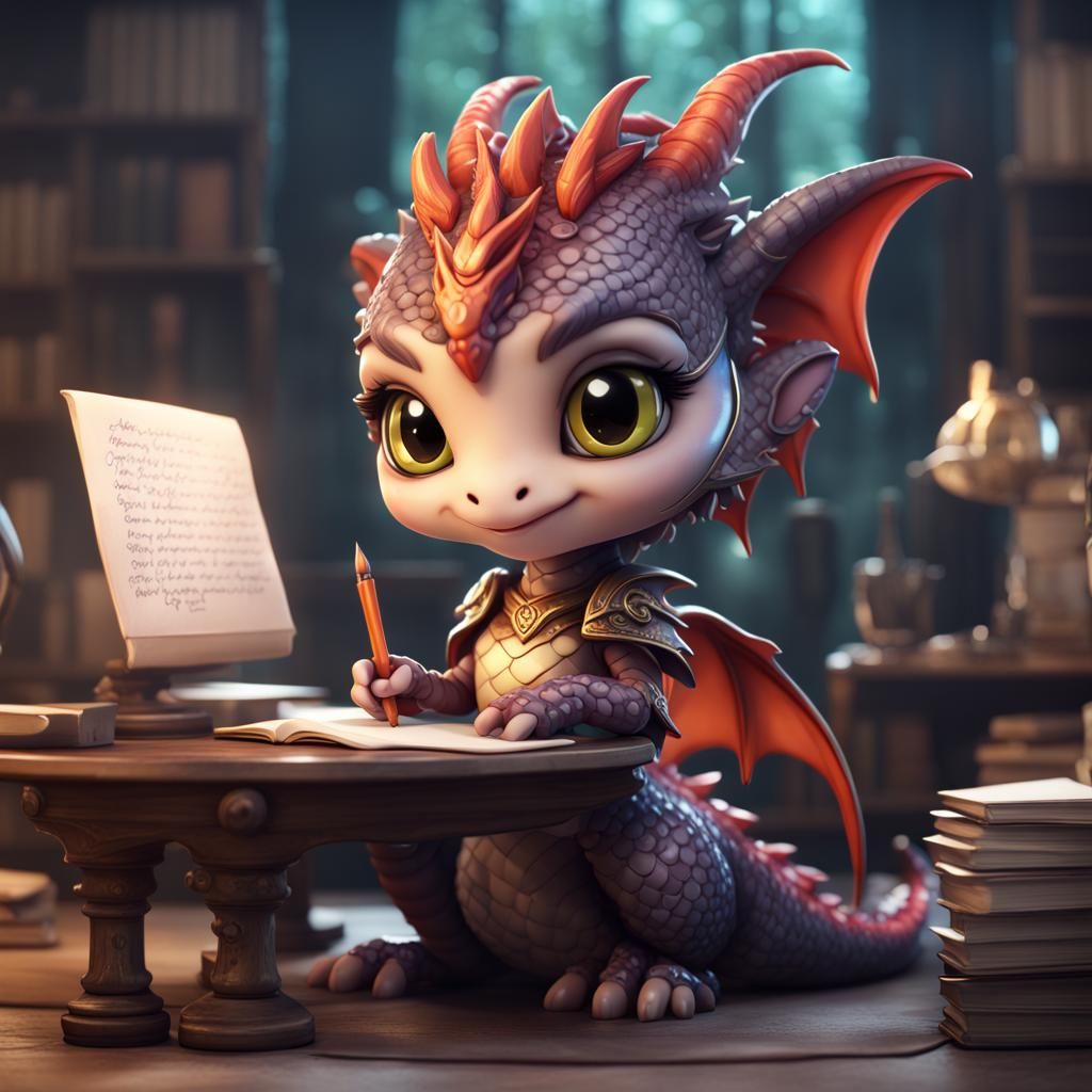 Chibi Dragon Novelist: Fantasy Concept Art