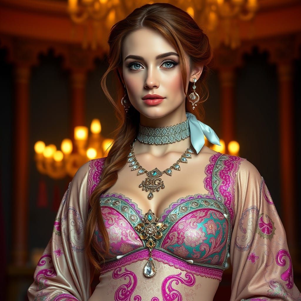 Renaissance Beauty in Opulent Belly Dance Attire