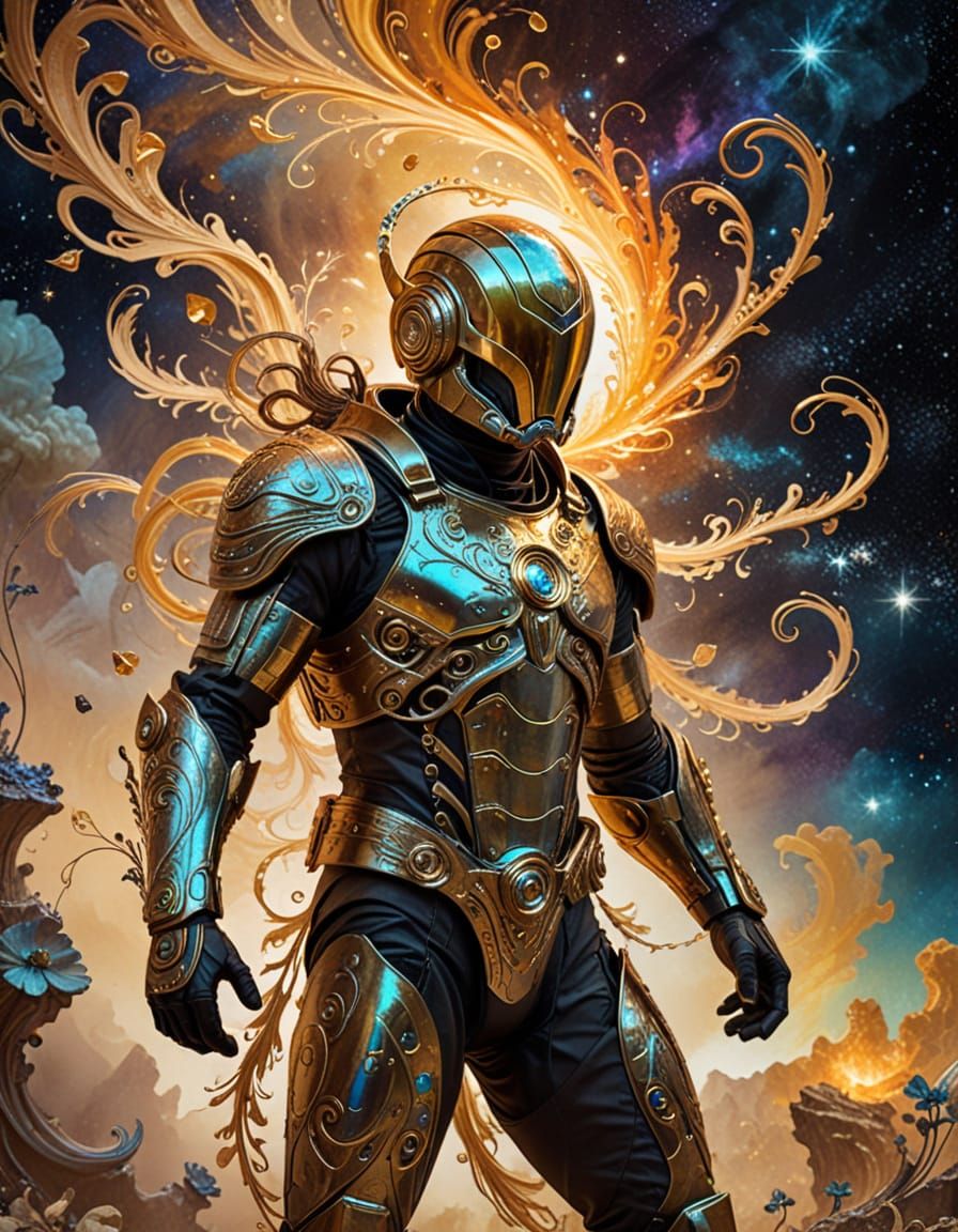 Surreal Space Battle Reimagined in Impasto Style