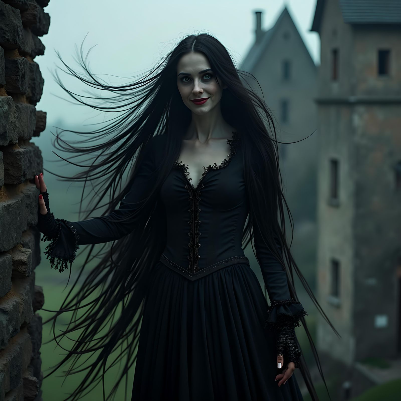 Vampire Rapunzel Portrait in Photorealistic Style