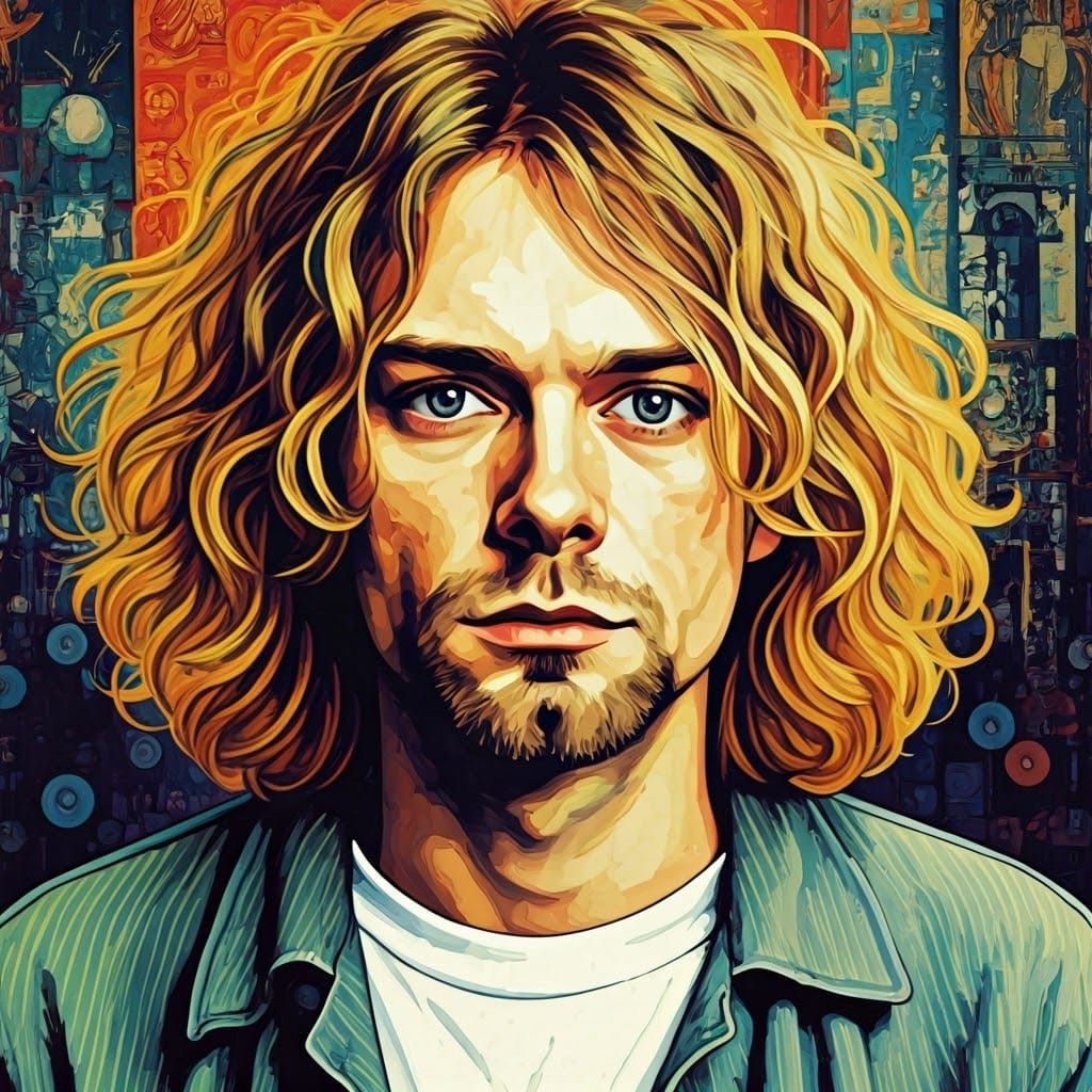 Kurt Cobain Portrait in Pop Art Style