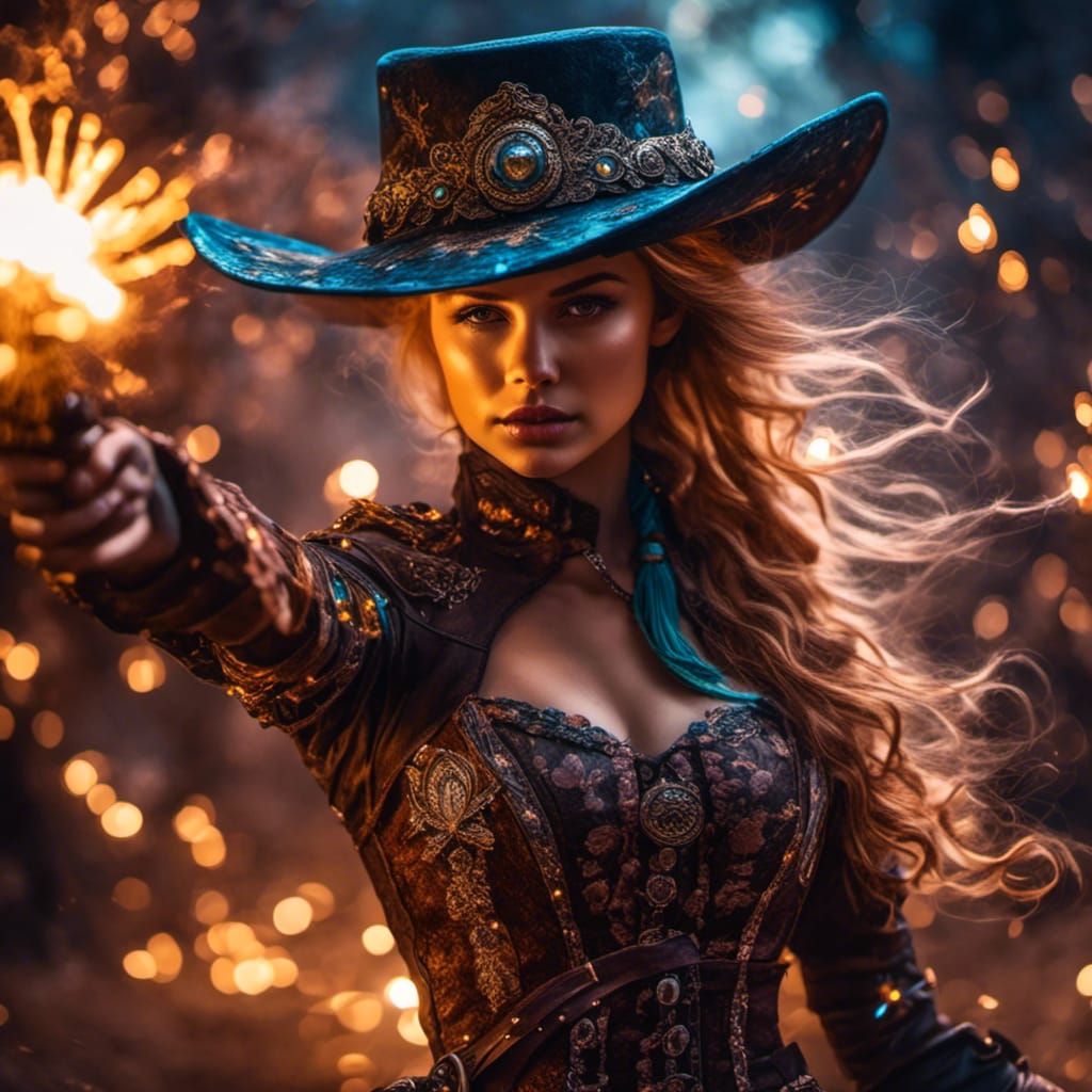 Fantasy Gunslinger in Wild West Showdown
