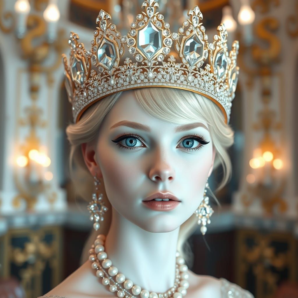 Albino Princess with Jeweled Crown in 3D Render