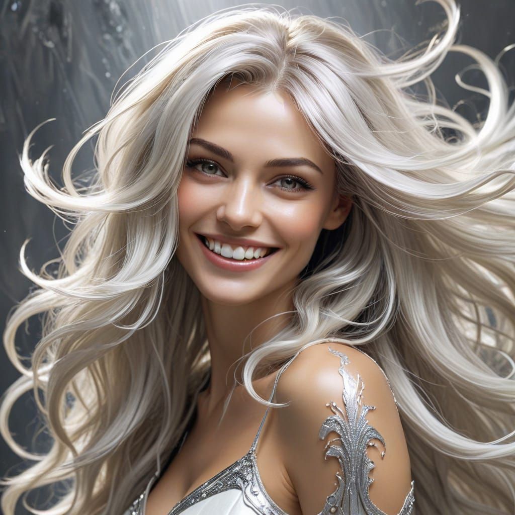 Ethereal Banshee Woman in Shimmering Whites