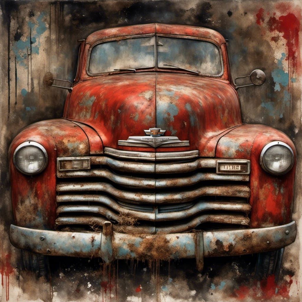 1949 Red Chevrolet Pickup Truck in Vintage Style