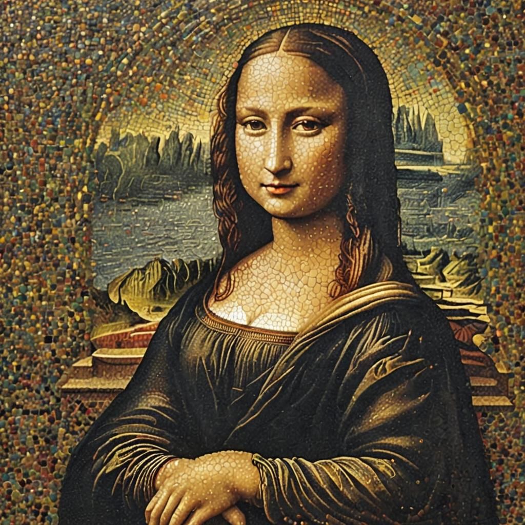 Pointillist Mona Lisa with Visible Dots