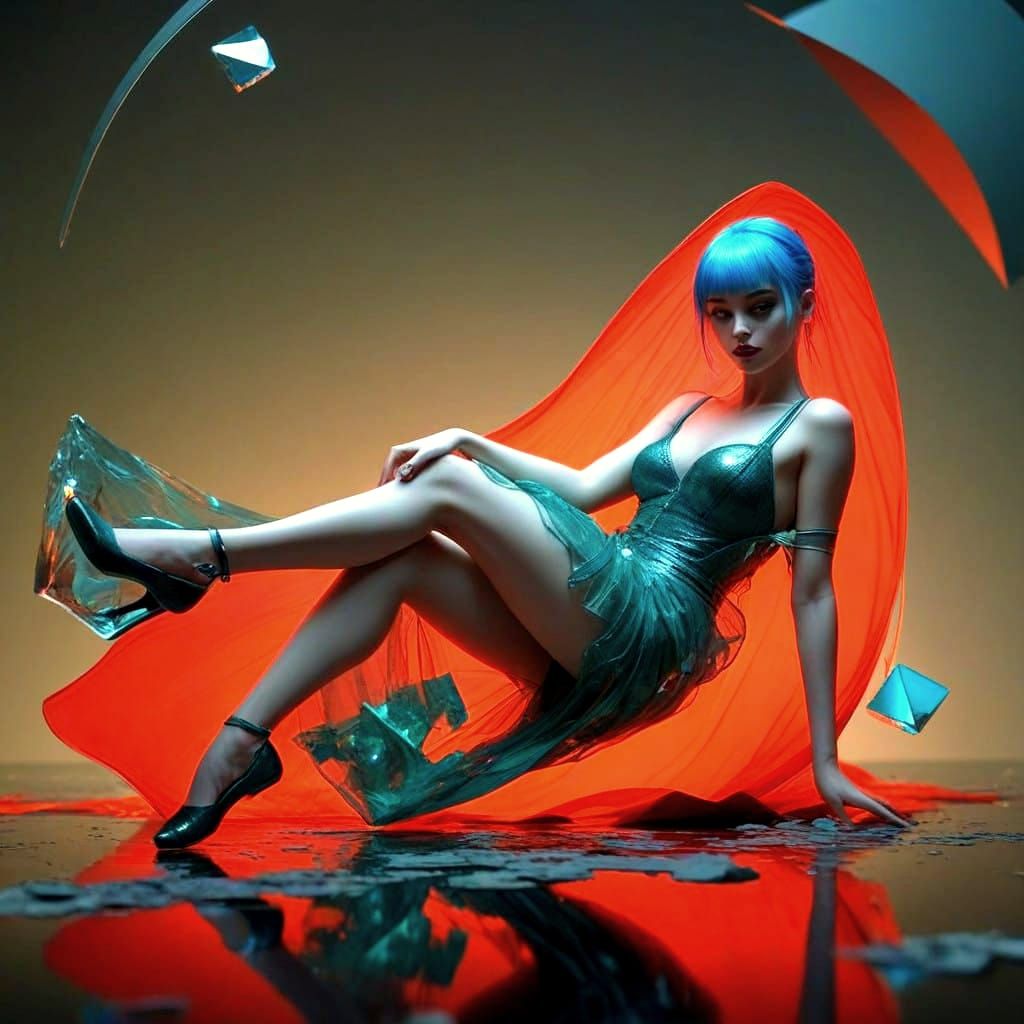 Vibrant Low-Poly Pixie in Whimsical 3D Scene