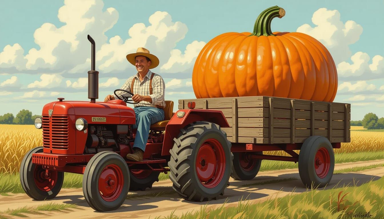 Giant Pumpkin Harvest in Rural Style