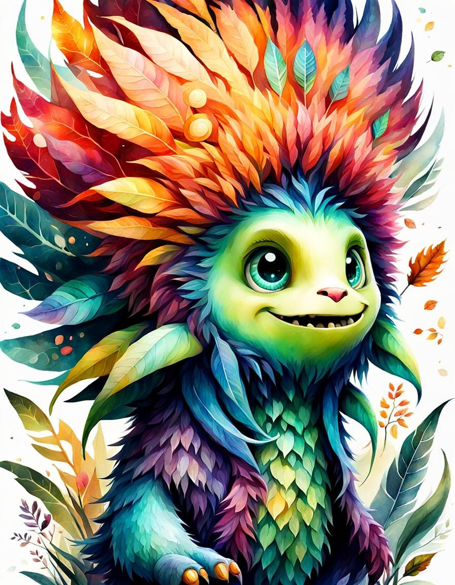 Seasonal Monster in Dreamworks Watercolor Style