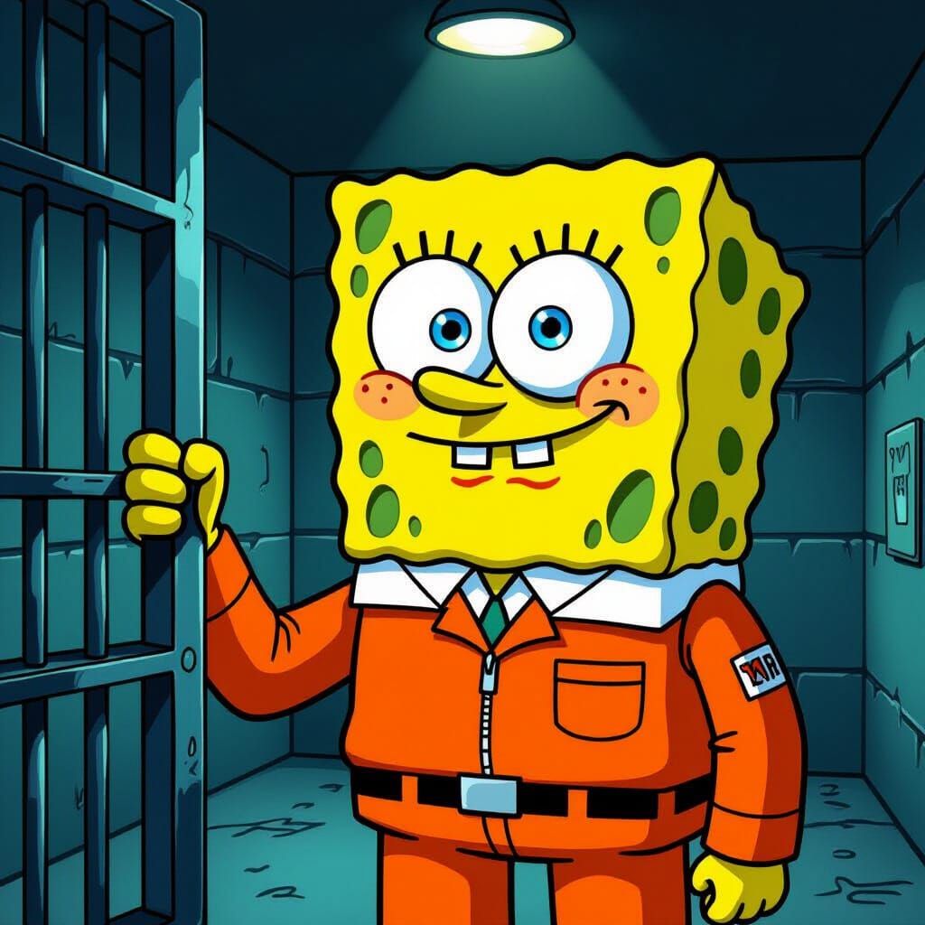 Spongebob Mugshot in Cartoon Network Style