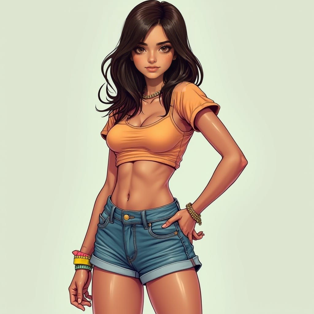 Young Girl with Brown Hair and Brown Eyes