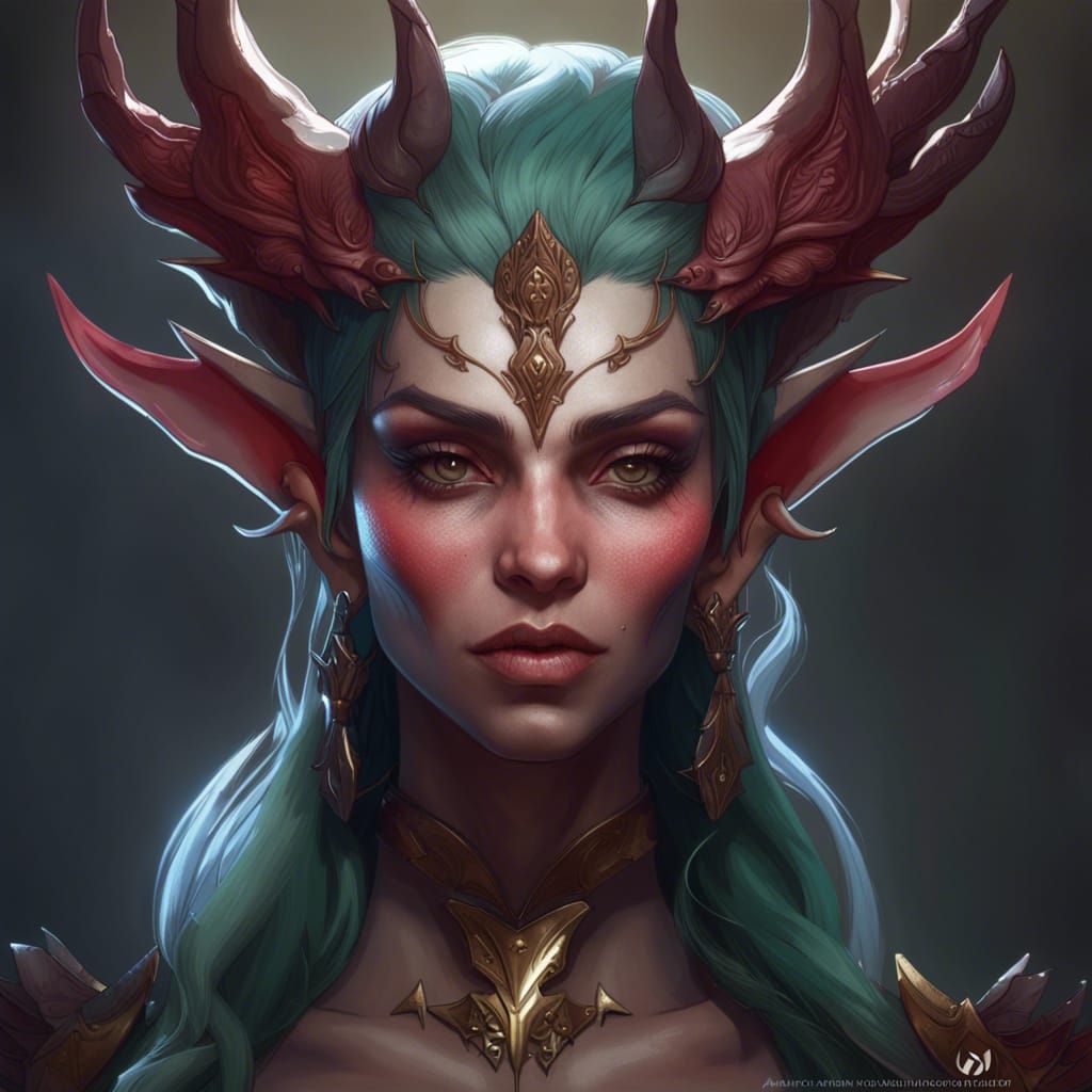 Detailed Demon Elf Portrait in Hyperrealistic Style