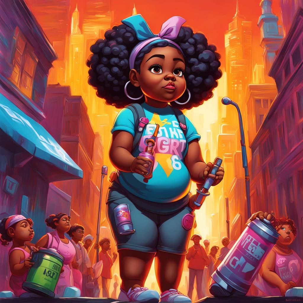 Girl at Women's Rights March in Graffiti Art