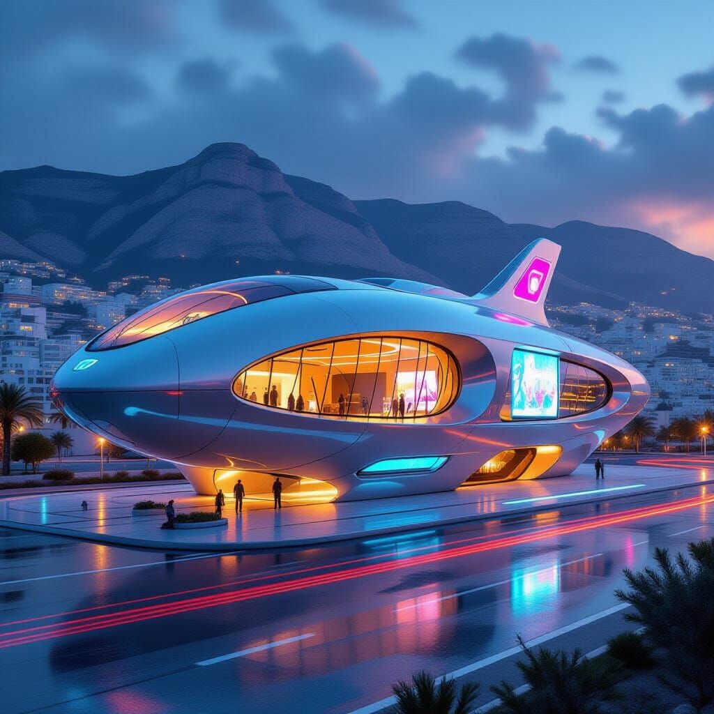 Futuristic Metallic Building in Haifa, Modern Architecture