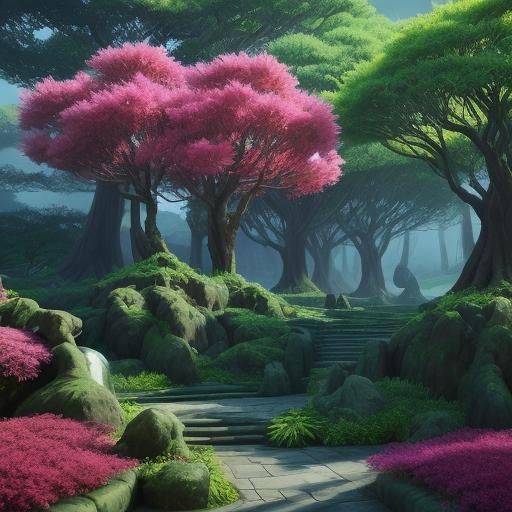 Lush Gardens of Soaring Jade Sect: Fantasy Art