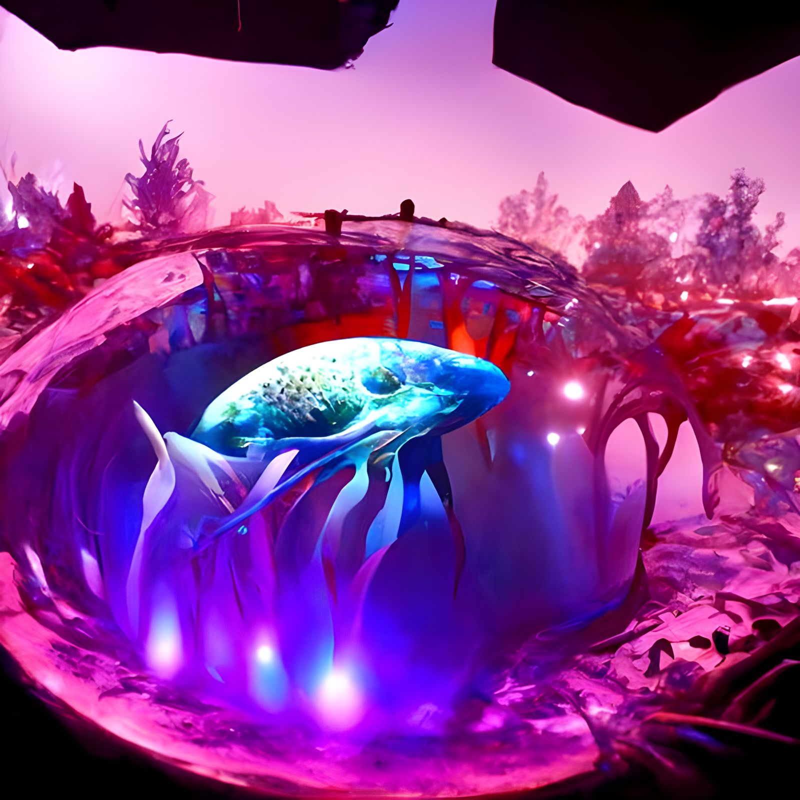 Enchanting Glowing Creature in Illuminated Aquarium
