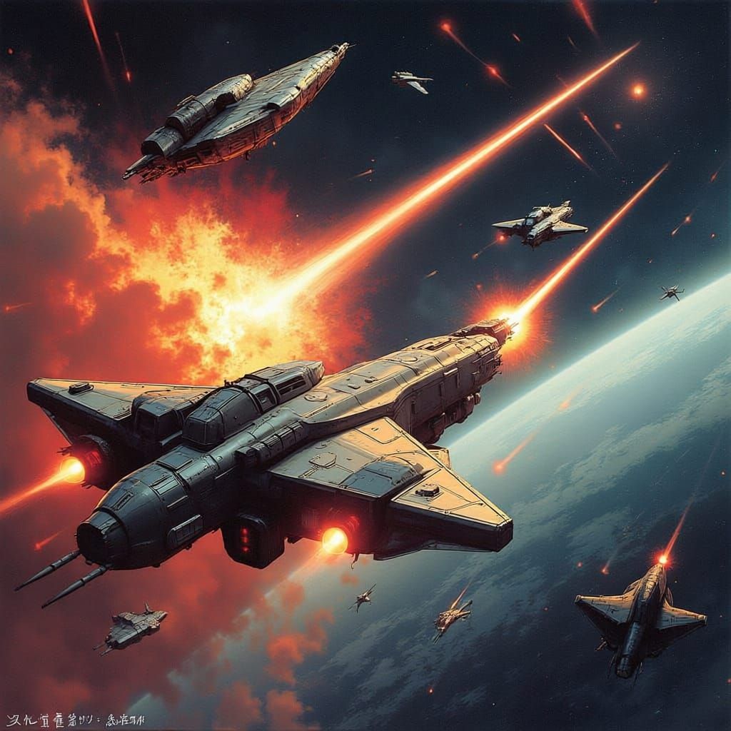 Retro Space War Comic Art