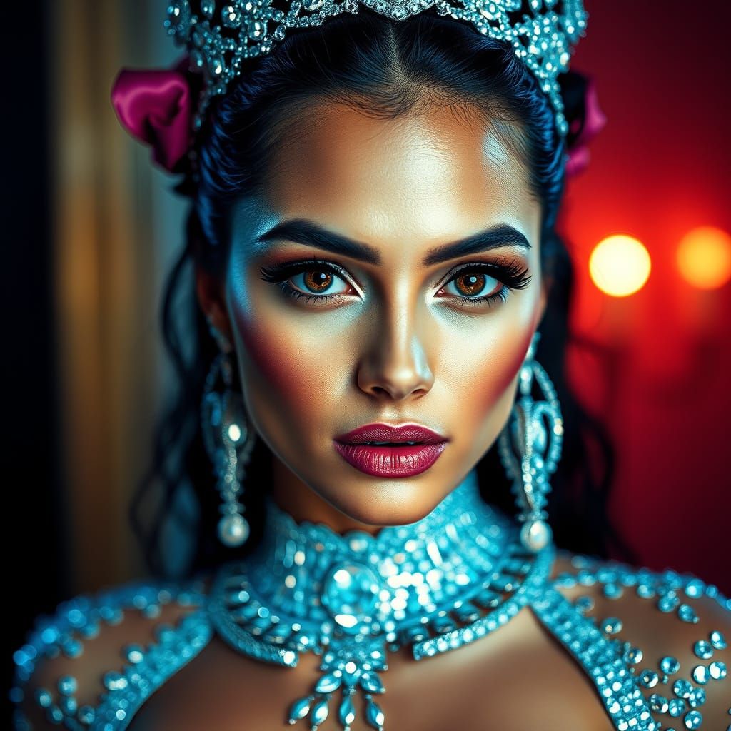 Breathtaking Blonde Beauty with Radiant Skin and Vibrant Eye...