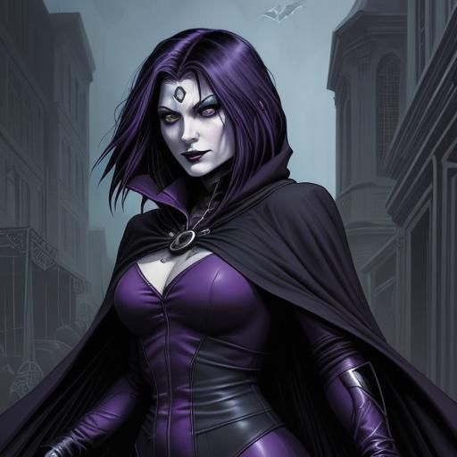 Gothic Raven in Cloak Comic Book Art