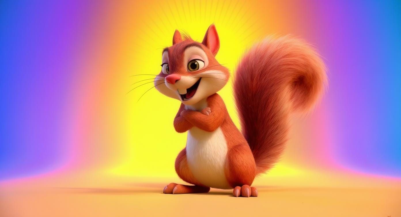 Mischievous Squirrel in Pixar Style