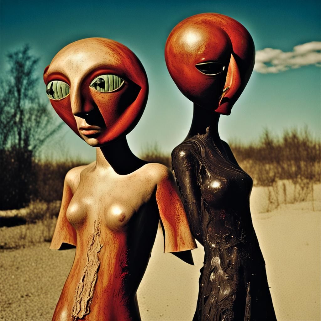 Surreal Pataphysics Sisters in Cosmic Digital Art