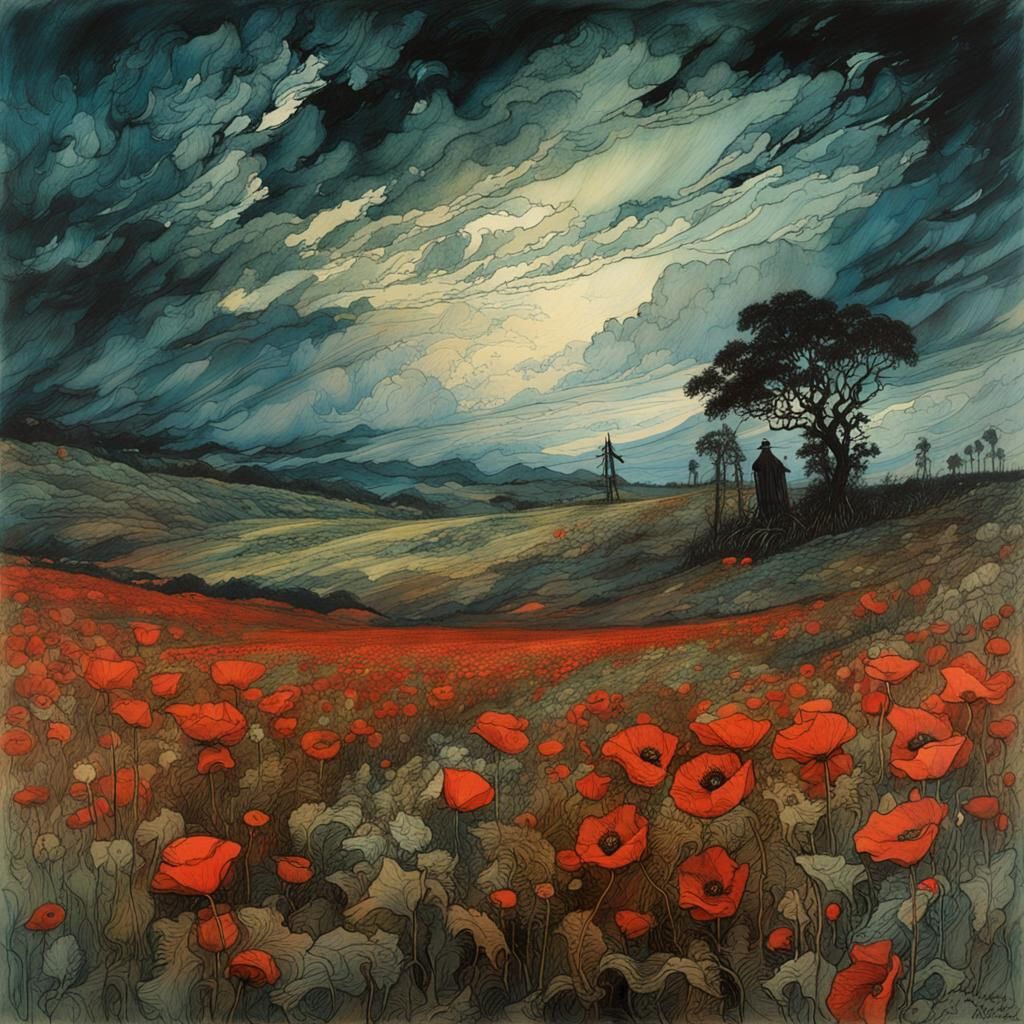 Poppy Field Storm: Entangled and Noctilucent